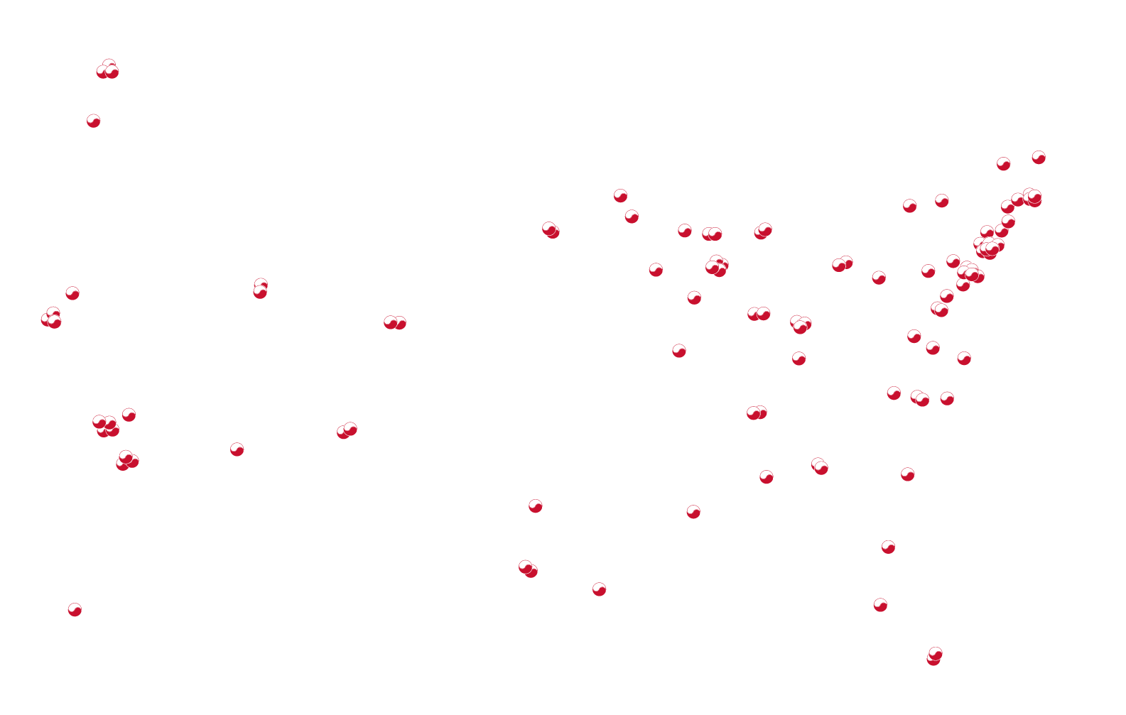A map of all the NKR centers across the USA.